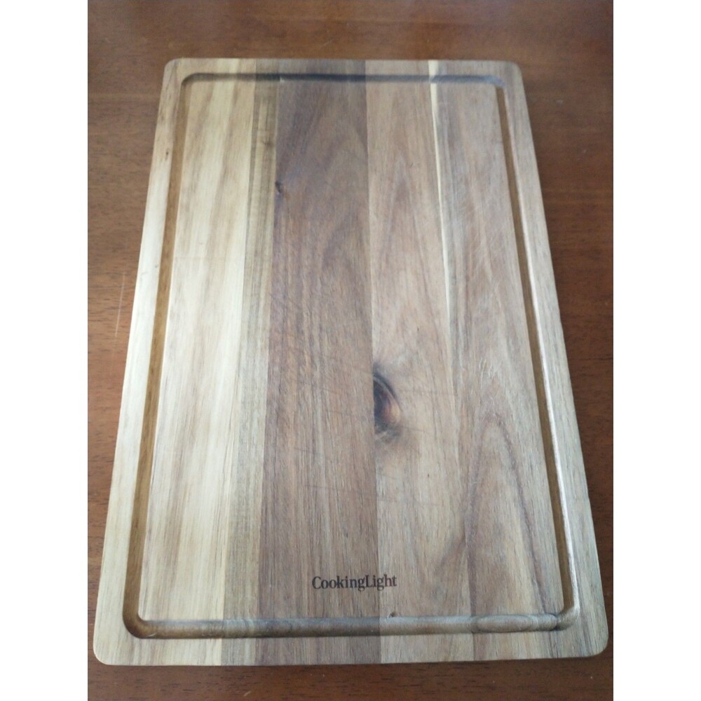 CookingLight Wood Cutting Board Medium Rectangle Stripe Brown Grooved